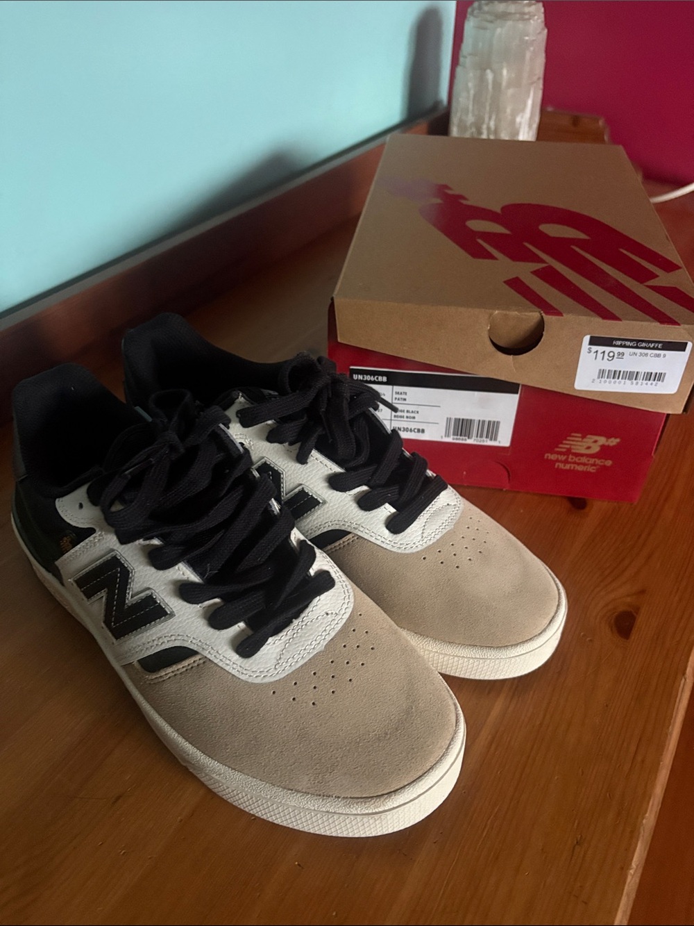 New Balance Men's Beige, Black & White Casual Sneakers
